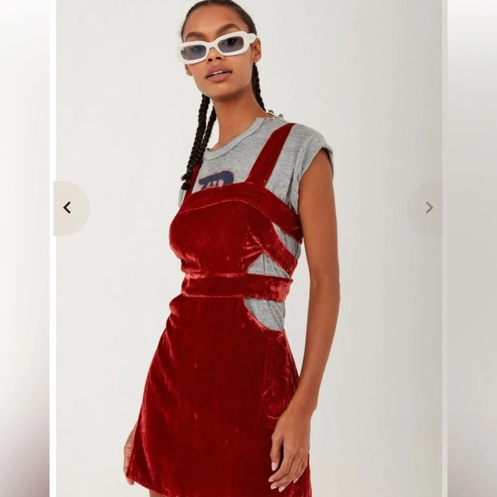 For Loves and Lemons Red Velvet Cutout Mini dress - Picture 8 of 8